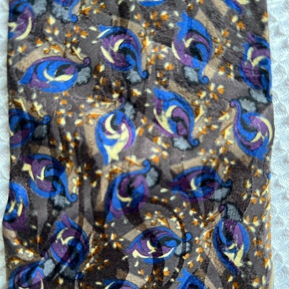 Christian Dior Brown Blue  Men Tie - Picture 5 of 6